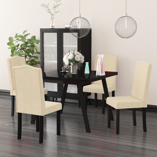 vidaXL Трапезни столове, 4 бр, кремави, кадифе