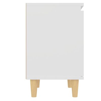vidaXL Нощно шкафче с крака от дървен масив, бяло, 40x30x50 см