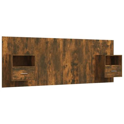 vidaXL Горна табла за легло с шкафчета, опушен дъб, инженерно дърво