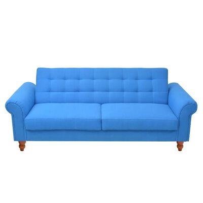 vidaXL Разтегателен диван, текстил, син