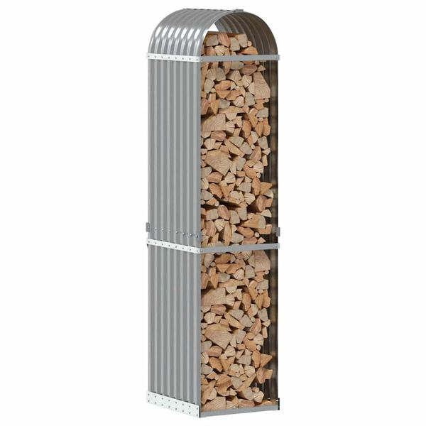 vidaXL Поставка за дърва, светлосив, 40x45x170 см, поцинкована стомана