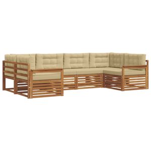 vidaXL Комплект дивани за открито 6 pcs Натурален и Бежов