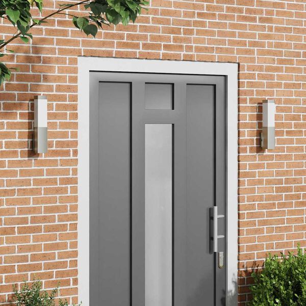 vidaXL Външна стенна лампа 2 pcs Сребрист 10.5 x 6 x 33 см