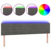 vidaXL LED горна табла за легло, тъмносива, 200x5x78/88 см, кадифе