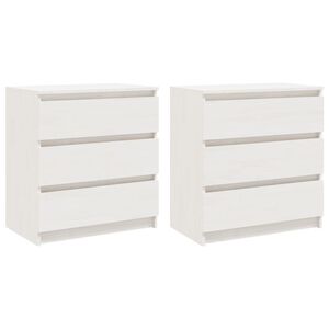 vidaXL Нощни шкафчета, 2 бр, бели, 60x36x64 см, бор масив