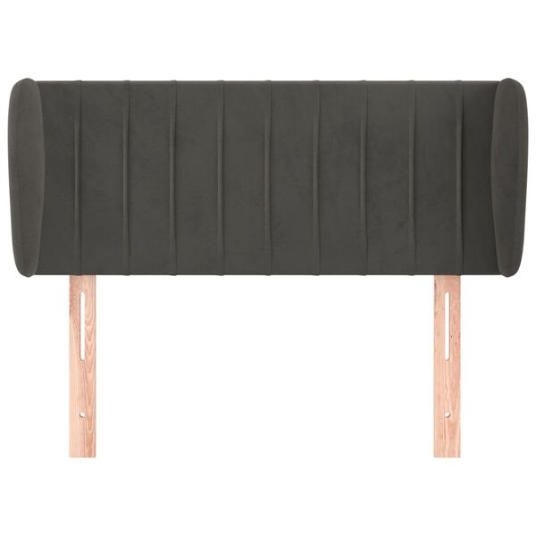 vidaXL Горна табла за легло с уши, тъмносива, 103x23x78/88 см, кадифе