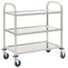 vidaXL Кухненска количка с 3 рафта, 96,5x55x90 см, неръждаема стомана