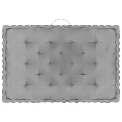 vidaXL Палетни възглавници за под, 4 бр, сиви, памук