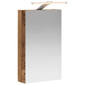 vidaXL Шкаф с огледало за баня с рафт Старо дърво 30 x 10,5 x 50 см