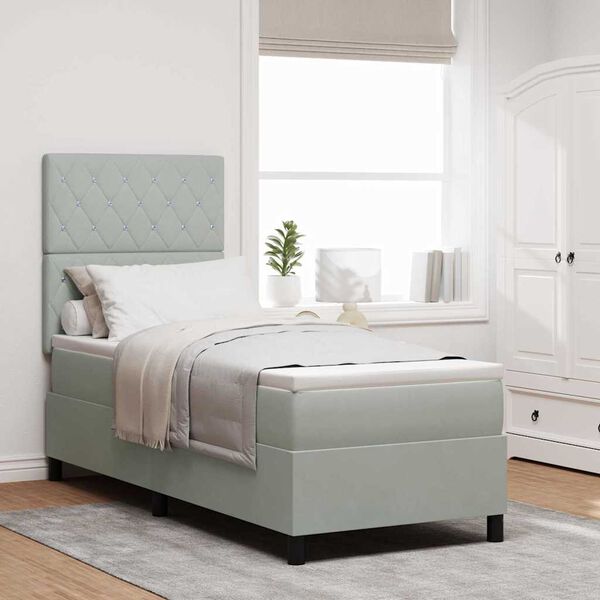 vidaXL Легло с пружинирана основа Светлосиво 80 x 200 cm текстил