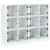 vidaXL Библиотека с врати бяла 136x37x109 см инженерно дърво