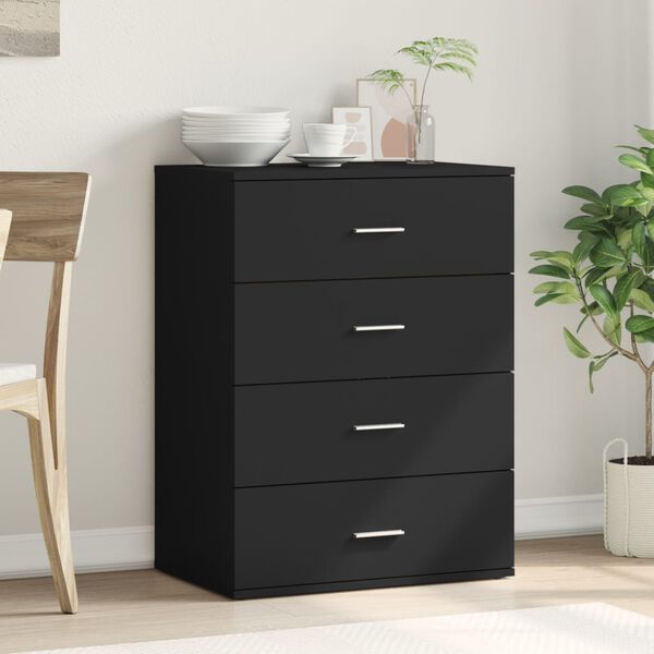 vidaXL Сайдборд, черен, 60x39x80 см, инженерно дърво