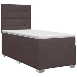 vidaXL Континентално легло с матрак Тъмен кафяв 90 x 200 cm Текстил