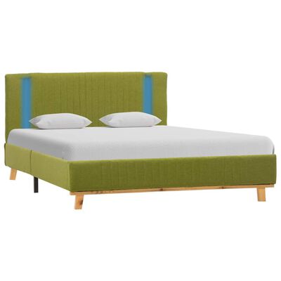 vidaXL Рамка за легло с LED, зелена, текстил, 120x200 см