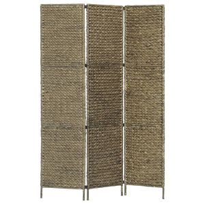 vidaXL Параван за стая, 3 панела, кафяв, 116x160 cм, воден хиацинт