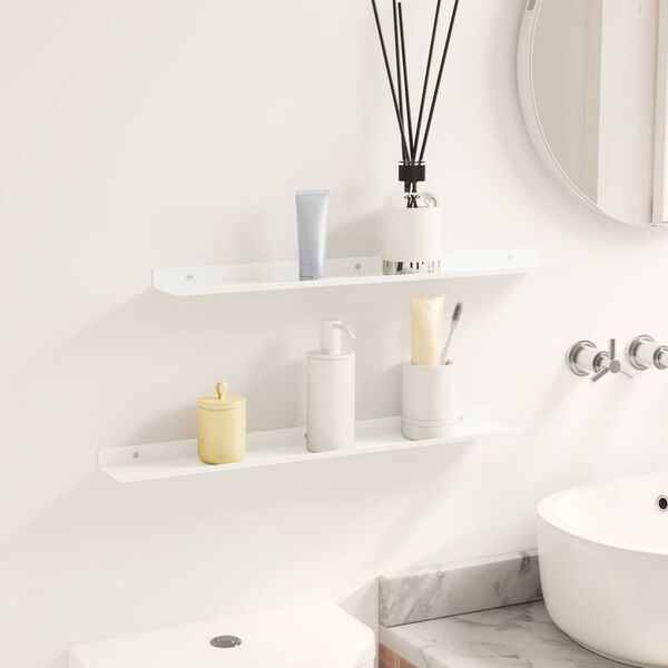 vidaXL Плаващ рафт 2 pcs Бял 60 x 8,5 x 2,5 см Стомана