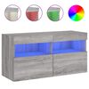 vidaXL Стенен ТВ шкаф с LED осветление, сив сонома, 80x30x40 см