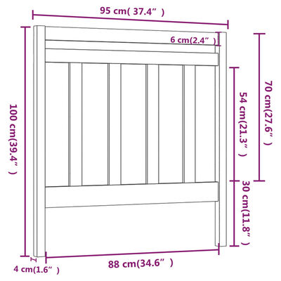 vidaXL Горна табла за легло, меденокафява, 95x4x100 см, бор масив