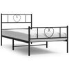 vidaXL Метална рамка за легло с горна и долна табла, черна, 75x190 см