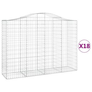 vidaXL Габионни кошници арка 18 бр 200x50x140/160см поцинковано желязо
