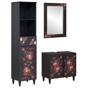 vidaXL Комплект шкафове за баня с чекмедже 3 pcs Солидно мангово дърво