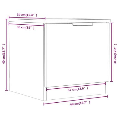 vidaXL Нощни шкафчета, 2 бр, бял гланц, 40x39x40 см