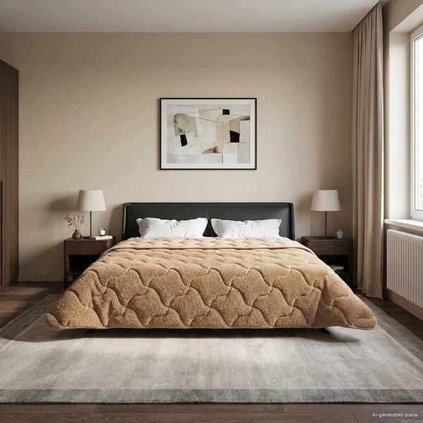 vidaXL Летен юрган Таупе 200 x 220 cm Микрофибър и тедди флийс