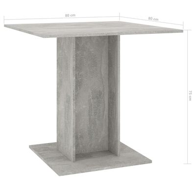 vidaXL Трапезна маса, бетонно сива, 80x80x75 см, ПДЧ
