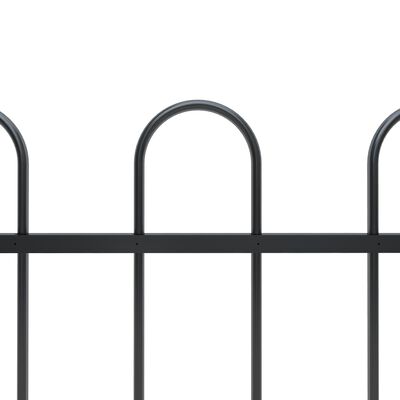 vidaXL Градинска ограда с извити върхове, стомана, 3,4x0,8 м, черна
