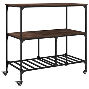 vidaXL Кухненска количка, кафяв дъб, 100x50x95 см, инженерно дърво