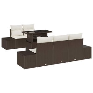 vidaXL Градински Софа Комплект с възглавница 6 pcs Кафяв и Кремав