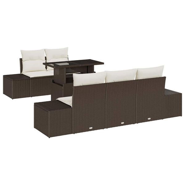 vidaXL Градински Софа Комплект с възглавница 6 pcs Кафяв и Кремав