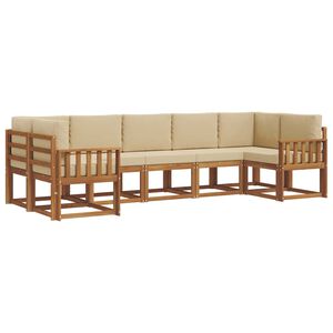 vidaXL Комплект дивани за открито 7 pcs Натурален и Бежов