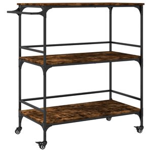 vidaXL Кухненска количка, опушен дъб, 100,5x50x105 см, инженерно дърво