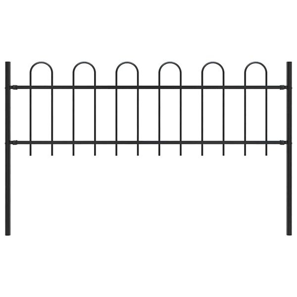 vidaXL Градинска ограда с извити върхове, стомана, 1,8 м, черна