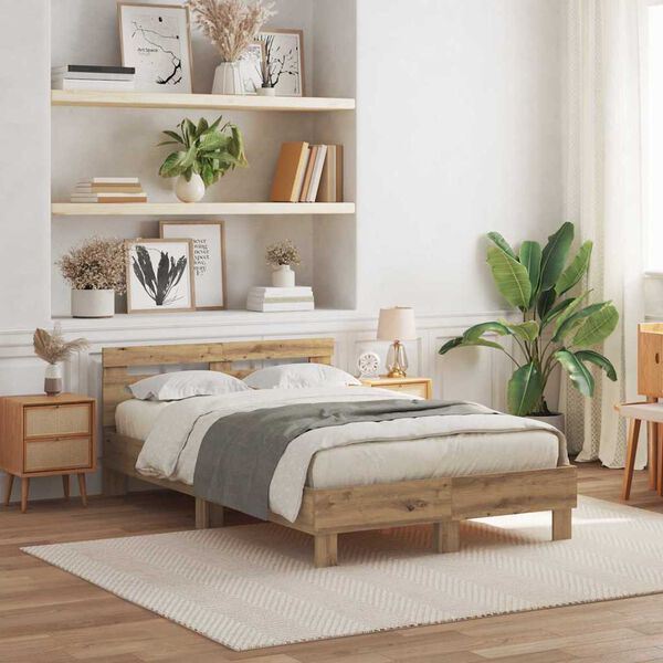 vidaXL Рамка за легло дъб артизан 120 x 200 cm Инженерно дърво