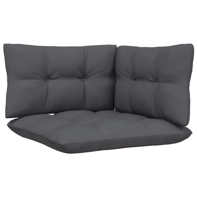 vidaXL Градински 2-местен диван с възглавници, сив, бор масив
