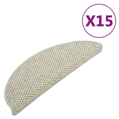 vidaXL Самозалепващи стелки за стълби вид сизал 15 бр 56x17x3 см сиви