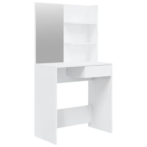 vidaXL Тоалетка с огледало, бял гланц, 74,5x40x141 см
