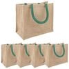 vidaXL Чанти от юта 5 Естествена и зелена 26 x 22 x 14 см