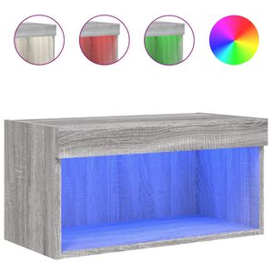 vidaXL ТВ шкаф с LED осветление, сив сонома, 60x30x30 см