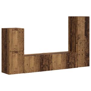 vidaXL Комплект ТВ шкаф 4 pcs Старо дърво Инженерно дърво