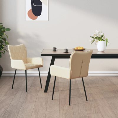 vidaXL Трапезни столове, 2 бр, кремави, текстил
