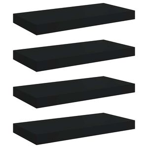 vidaXL Окачени стенни рафтове, 4 бр, черни, 50x23,5x3,8 см, МДФ