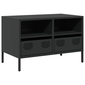 vidaXL ТВ шкаф, черен, 68x39x43,5 см, студеновалцувана стомана