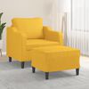 vidaXL Кресло с табуретка, светложълто, 60 см, текстил