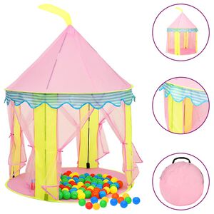 vidaXL Детска палатка за игра с 250 топки розово 100x100x127 см