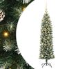 vidaXL Изкуствено Тънко Коледно Дърво Зелен и бял 120 cm