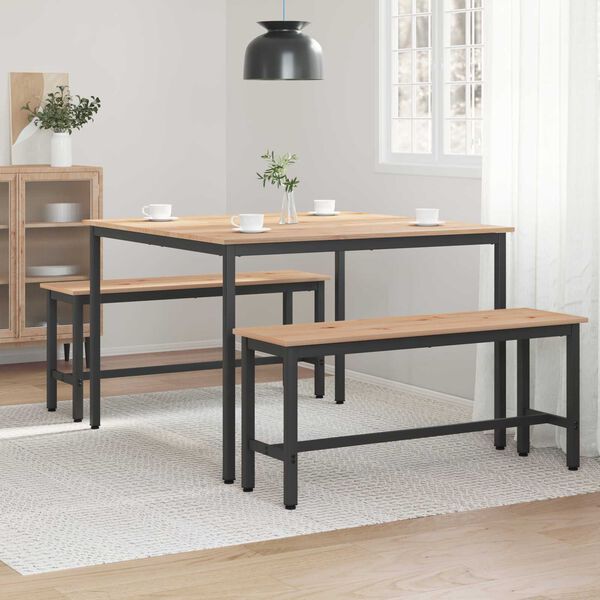 vidaXL Трапезна маса Естествен 110 x 110 x 75 cm Солидно борово дърво