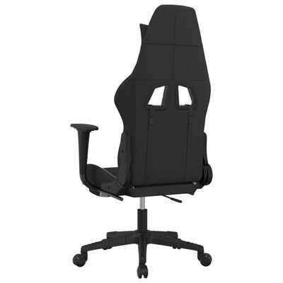 vidaXL Масажен гейминг стол с опора за крака черно и бяло плат